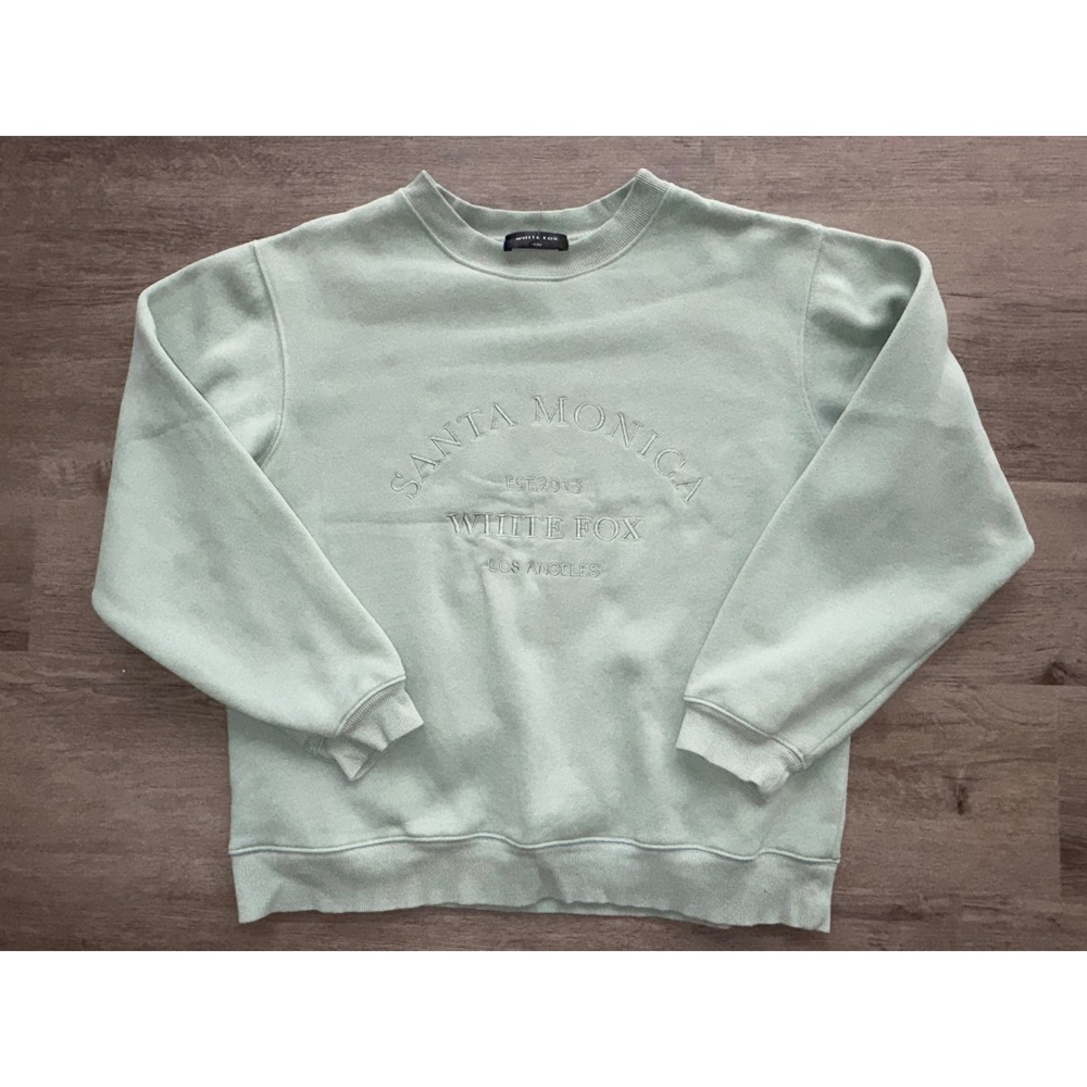 White Fox Women's Sage Green Crewneck Sweatshirt, S/M